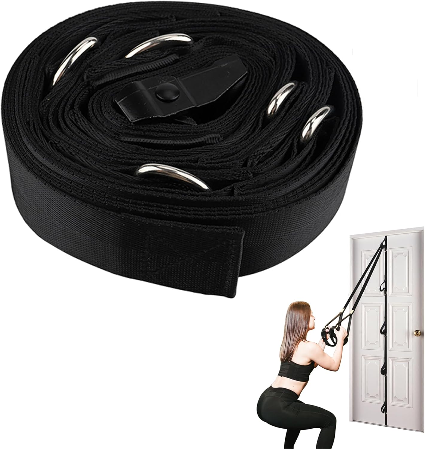 LONG Upgraded Door Anchor Strap for Resistance Bands, Workout Band with Portable Storage Bag, Secure Multi Point Gym Home Fitness(Bands Not Include)