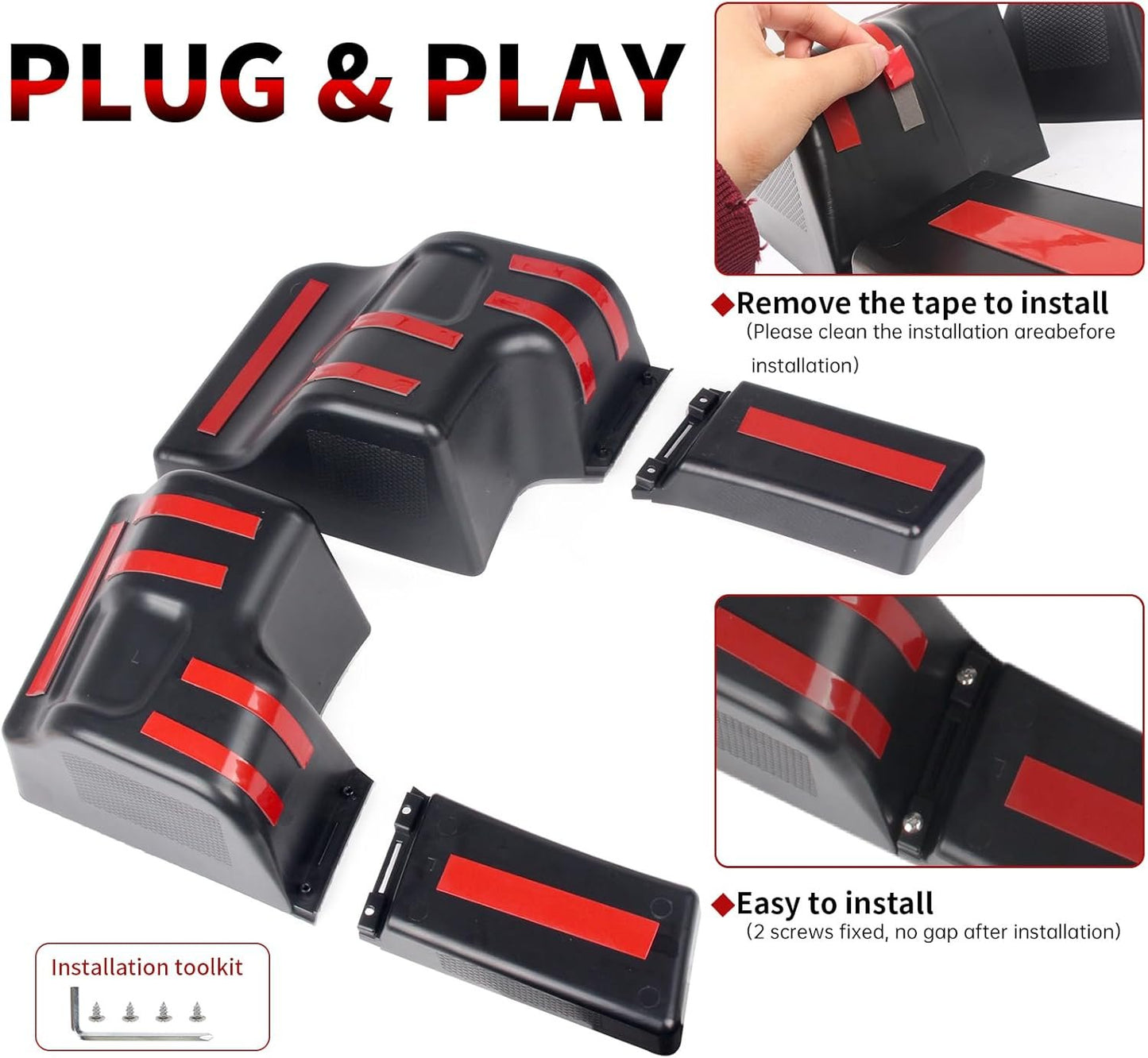 KAKABAS Rear Wheel Well Storage Bin Compatible with Wrangler 2018-2023 JL JLU 4 Door(Not fit 2 Door), Trunk Organizer Storage Tray Cargo Side Box Jeep Wrangler Black 2PCS(Left & Right)