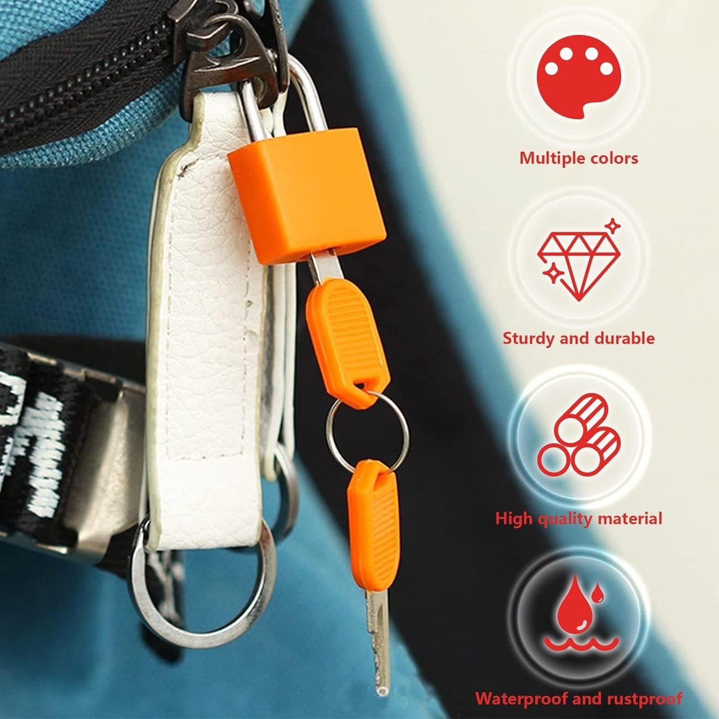 Luggage Padlocks, 8 Pairs Metal Suitcase Locks with Keys, Multicolor Mini Keyed Padlock for Luggage, Suitcase, Backpack, Laptop Bag, Gym Locker, Filing Cabinets, Toolbox (8 Colors)