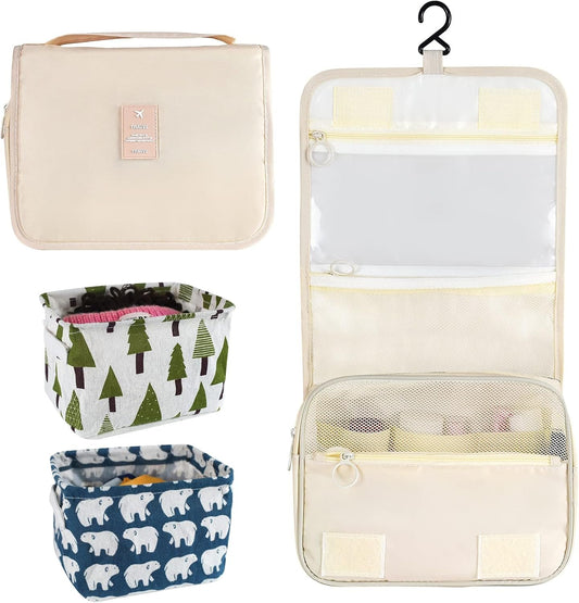 Hanging Travel Toiletry Bag for Women Men Girls, with Foldable Hygiene Bag, Waterproof Makeup Bag Organizer Toiletries Bag, Travel Size Essentials Accessories Cosmetics