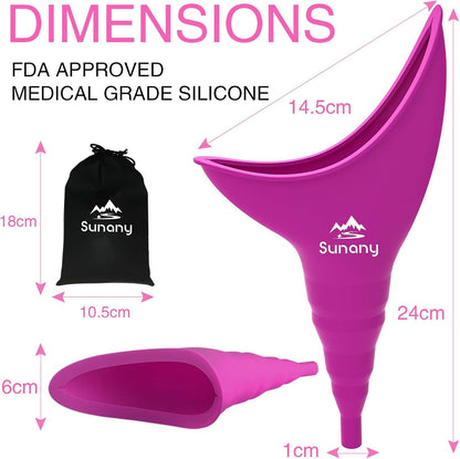 Female Urination Device,Reusable Silicone Female Urinal Foolproof Women Pee Funnel Allows Women to Pee Standing Up,Women's Urinal with Drawstring Bags is The Perfect Companion for Travel and Outdoor