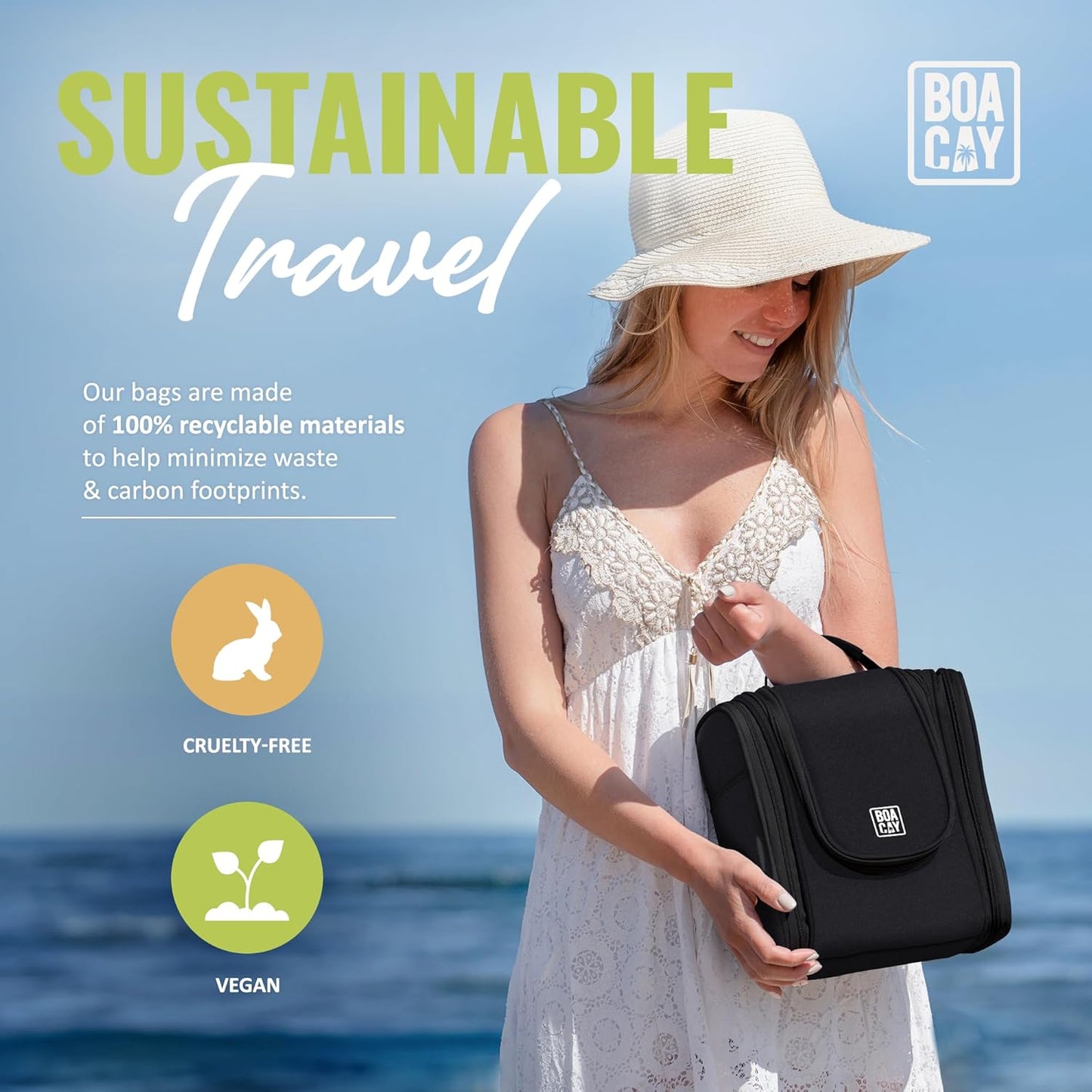 BOACAY Hanging Travel Toiletry Bag for Women and Men, Makeup and Shower Bag