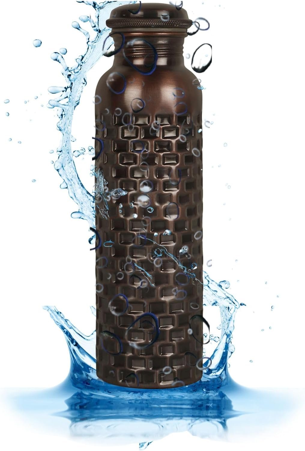 JYPR 100% Pure Copper Water Bottle, Leak-proof Seal, 32 oz Capacity - Handcrafted Antique Finished - Ayurvedic Copper Vessel Drinkware For Health Benefits - Perfect for Yoga, Gym, or Travel