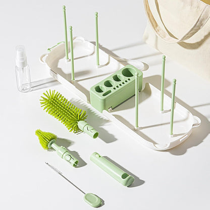 Bottle Cleaner Brush Set | Travel Nursing Bottle Brush Kit | Lightweight Food-Grade Brush Set for Bottles, Nipples, and Complementary Food Bowls, Baby Feeding Essentials On-the-Go