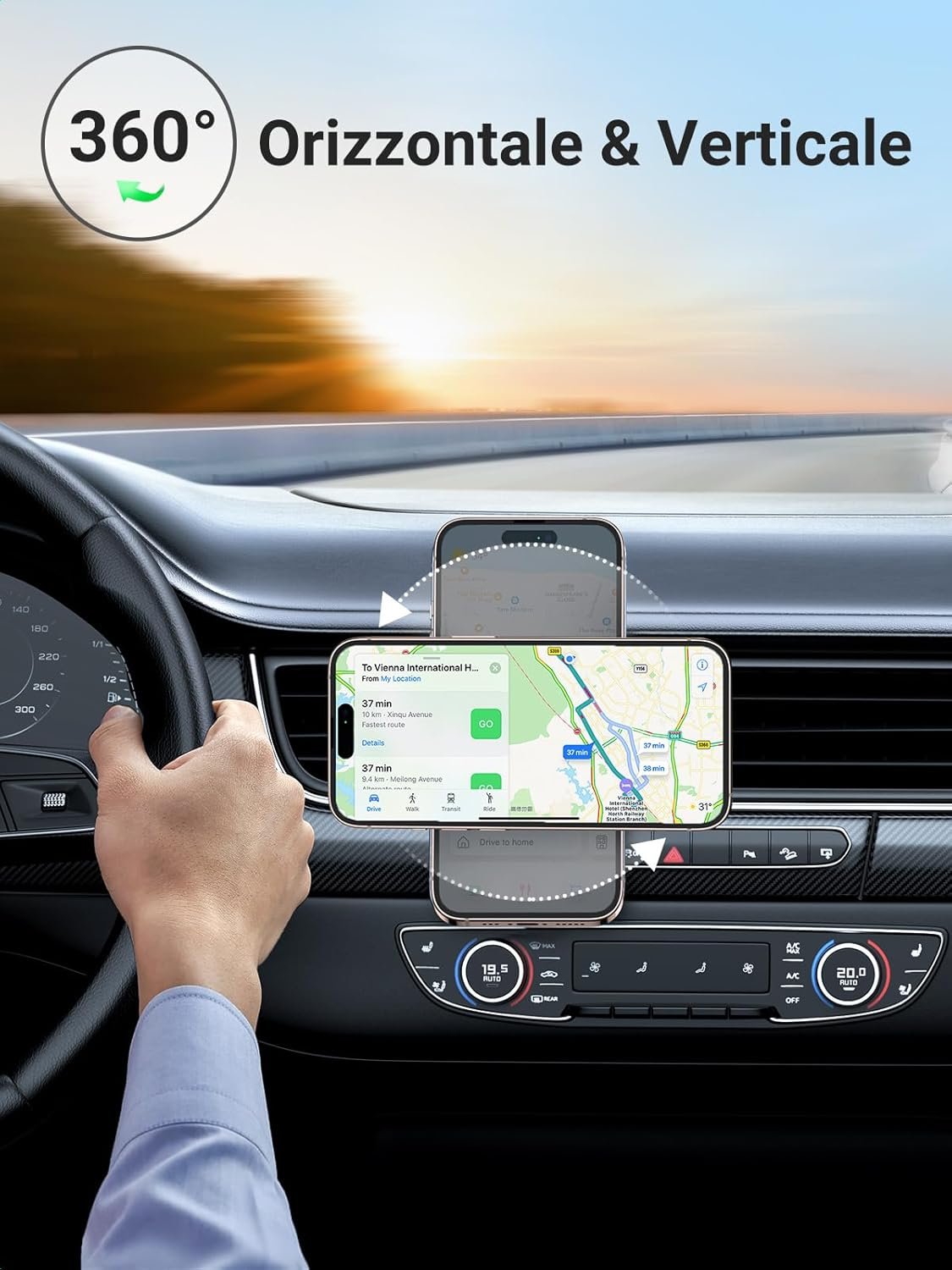 UGREEN Magnetic Car Phone Holder with 2 Metal Pads Included, Car Phone Holder for iPhone 16 15 14, Galaxy, OPPO, Redmi/Xiaomi, etc