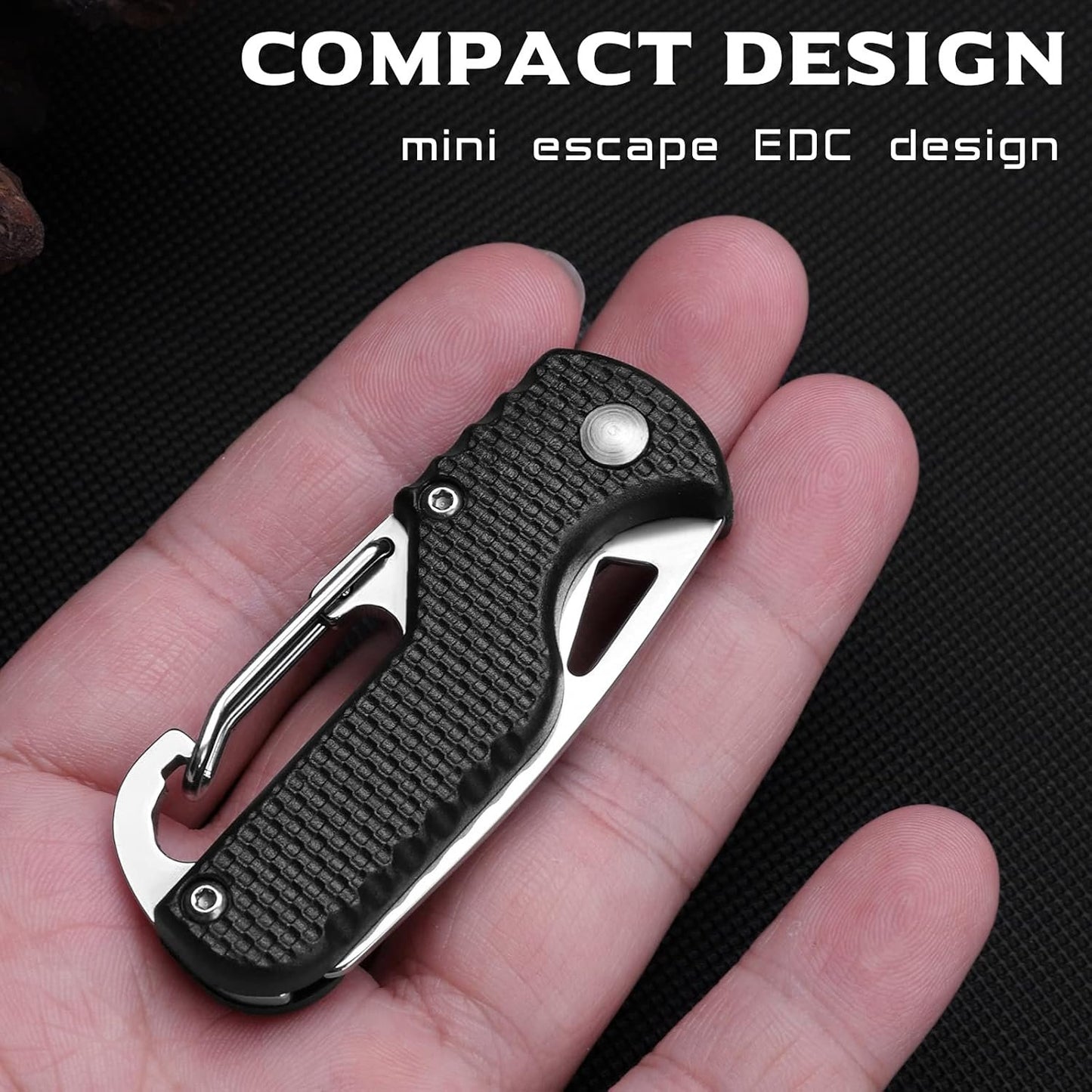 ITOKEY Multitool Keychain knife, 2 Pack Small Pocket Box/ Seatbelt/ Strap Cutter, Razor Sharp Serrated Blade and Paratrooper Hook, EDC Folding Knives Key Chains for Women Men Everyday Carry