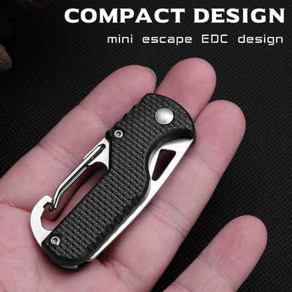 ITOKEY Multitool Keychain knife, 2 Pack Small Pocket Box/ Seatbelt/ Strap Cutter, Razor Sharp Serrated Blade and Paratrooper Hook, EDC Folding Knives Key Chains for Women Men Everyday Carry