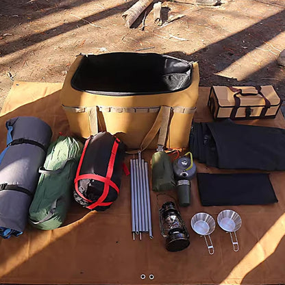 Mimoqk Camping Storage Bag, Outdoor Organizer, Waterproof Gear Case, Heavy-Duty Design, Ampia Capacity, Portatile per Kitchen, Vehicle, Hiking, Travel, Adventure and More, marrone, Se référer au