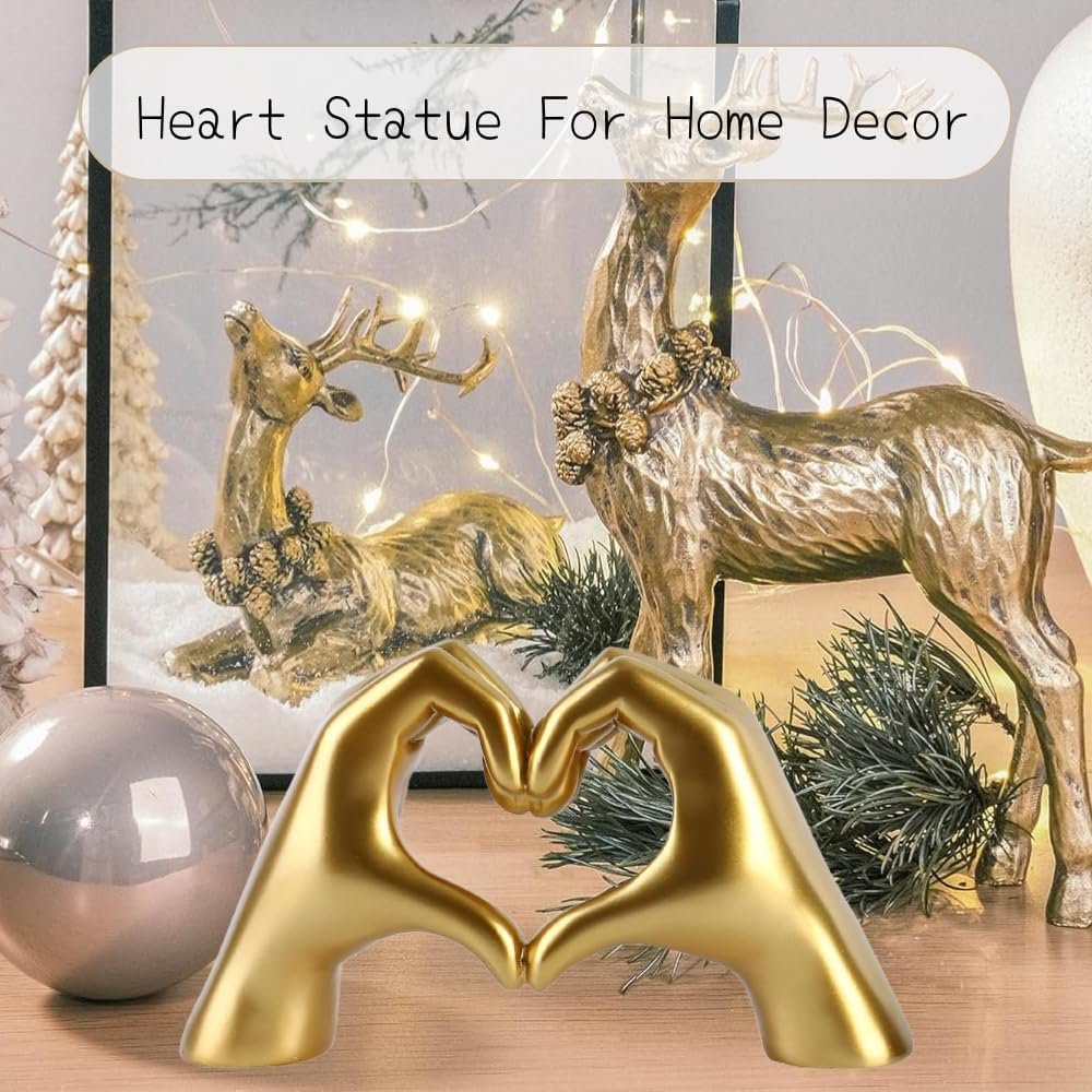 MHOOW Taylor Heart Hands Sculpture Decor for Bedroom Living Room Table Merch, Aesthetic Modern Love Finger Heart Hands Statues, Boho Wedding Home Decor Accessories, Gifts for Women Anniversary (Gold)