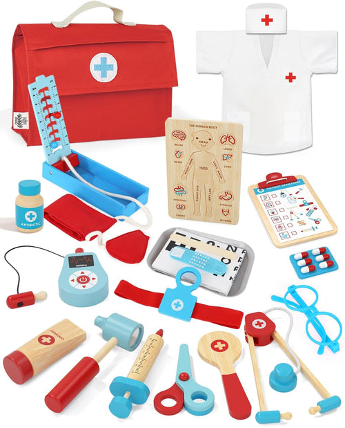 Lehoo Castle Kids Doctor Set, Toy Medical Kits 23 PCS, Pretend Play Doctor Kit Kids with Doctor Costume Doctor Bag Stethoscope, Role Play Set for 3 4 5 Year Boys
