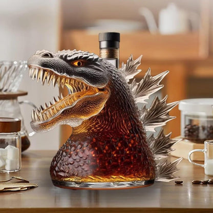 Whiskey Bottle Monster 10 oz Novelty Glass Wine Decanter Beautiful Carved Creative Liquor Dispenser Hand-Blown Unique Home Bar Decor Gift for Men Whiskey Lovers & Collectible Drinkware