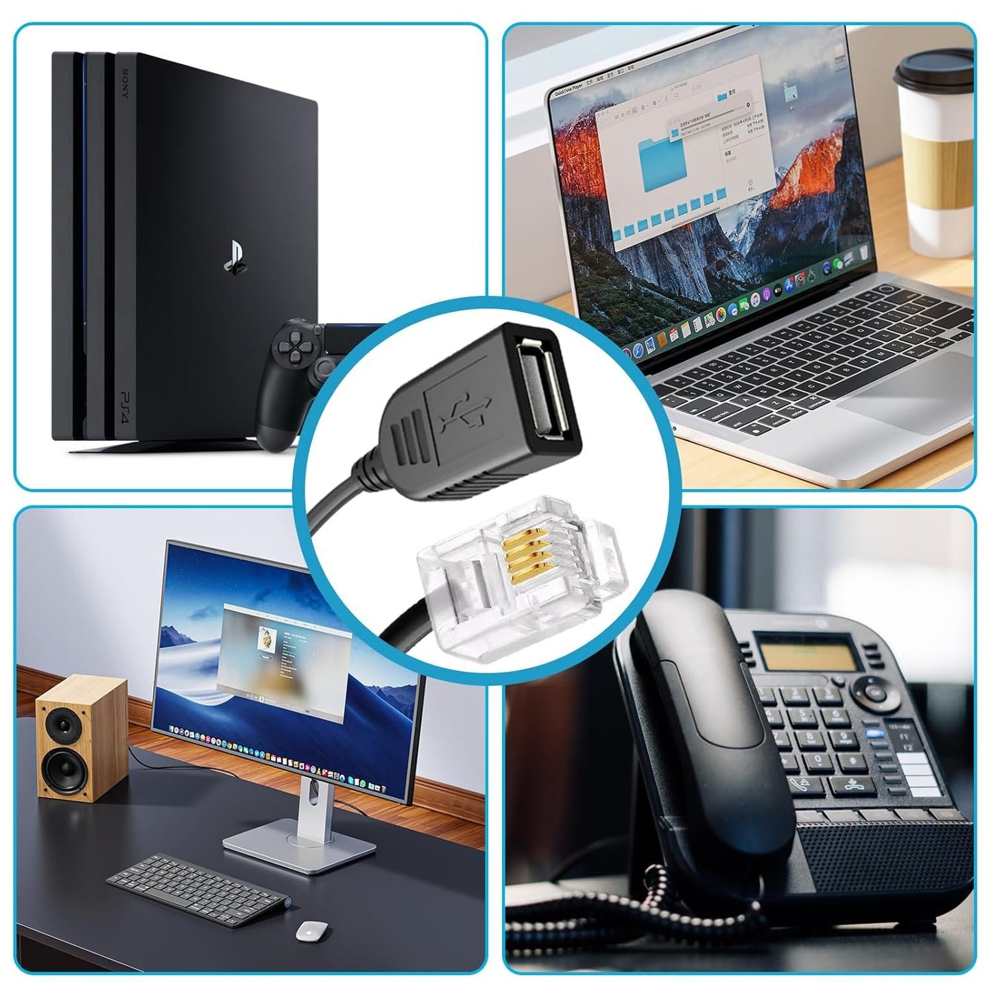 Rj11 To Usb Telephone Line Adapter, Rj11 6p4c Male To Usb Female Modem Converter, Used For Telephone Communication, Fax Machines, Modulation And Demodulation Adapters (Rj11 male to USB female30cm)