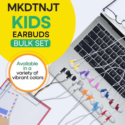 Kids Earbuds Bulk 10 Pack for School Classroom Children Student Boys Girls Toddler Teen and Adult(HTC101 Mixed Colors)