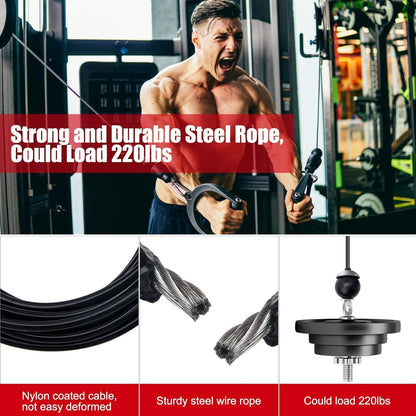 MEZOKUCEL Fitness Pulley Cable, Adjustable Home Gym Cable Pulley System，Replacement Fitness Cable for Pulley Machine Accessories, Thick 5mm Heavy Duty Pulley Cable for Home Gym