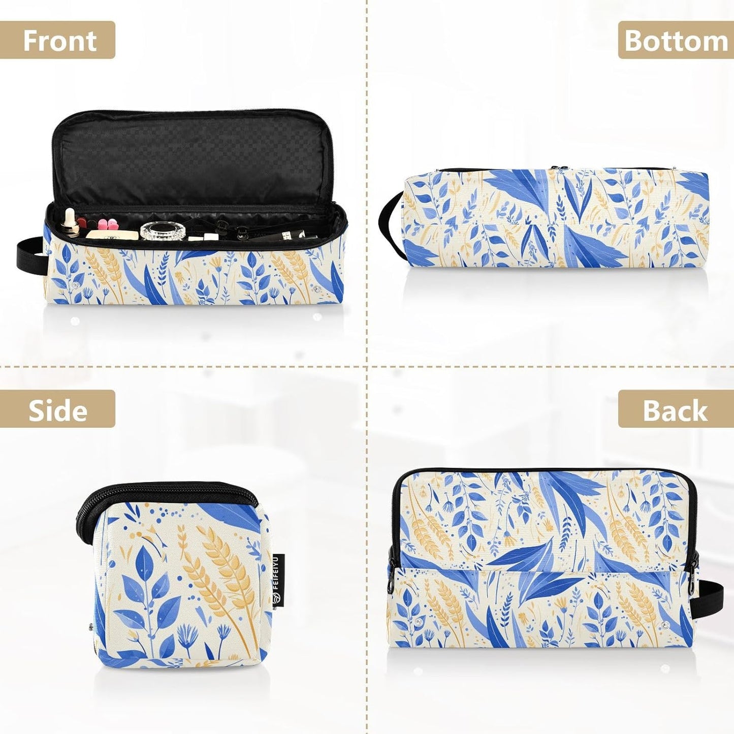 Borsa da viaggio per strumenti per capelli caldi blu cielo profondo e tappetino resistente al calore, organizer impermeabile per ferro arricciacapelli piatto e accessori per la cura dei capelli da