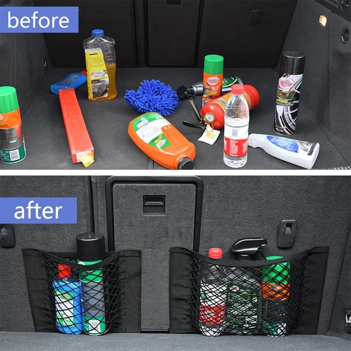 Tuxiaobu 2 Pack Mesh Organizers Net, Universal Mesh Cargo Net, Car Storage Net, Wall Sticker Organizer Pouch Bag Storage Mesh Net for Car Trunk Storage Add On Organizers for Car Truck