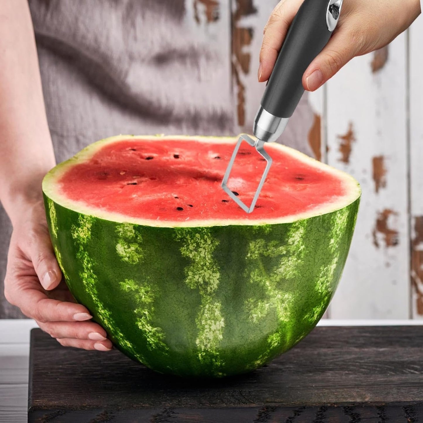 Youngwier Affettatrice per Anguria, Taglierina a cubetti in Acciaio Inossidabile per Melone, Strumento per affettare l'anguria, Gadget da Cucina Portatili sicuri per Tagliare i cubetti di Frutta per