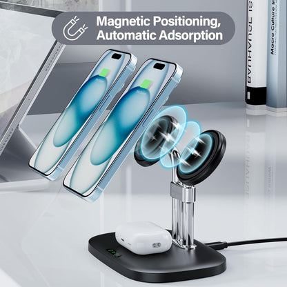 SwanScout Magnetic Dual Phone Charger for iPhone, 3 in 1 Wireless Charging Station for iPhone 15/14/13/12 Series, for Air pods Pro 2/3, Magnetic Wireless Phone Charger (Black)