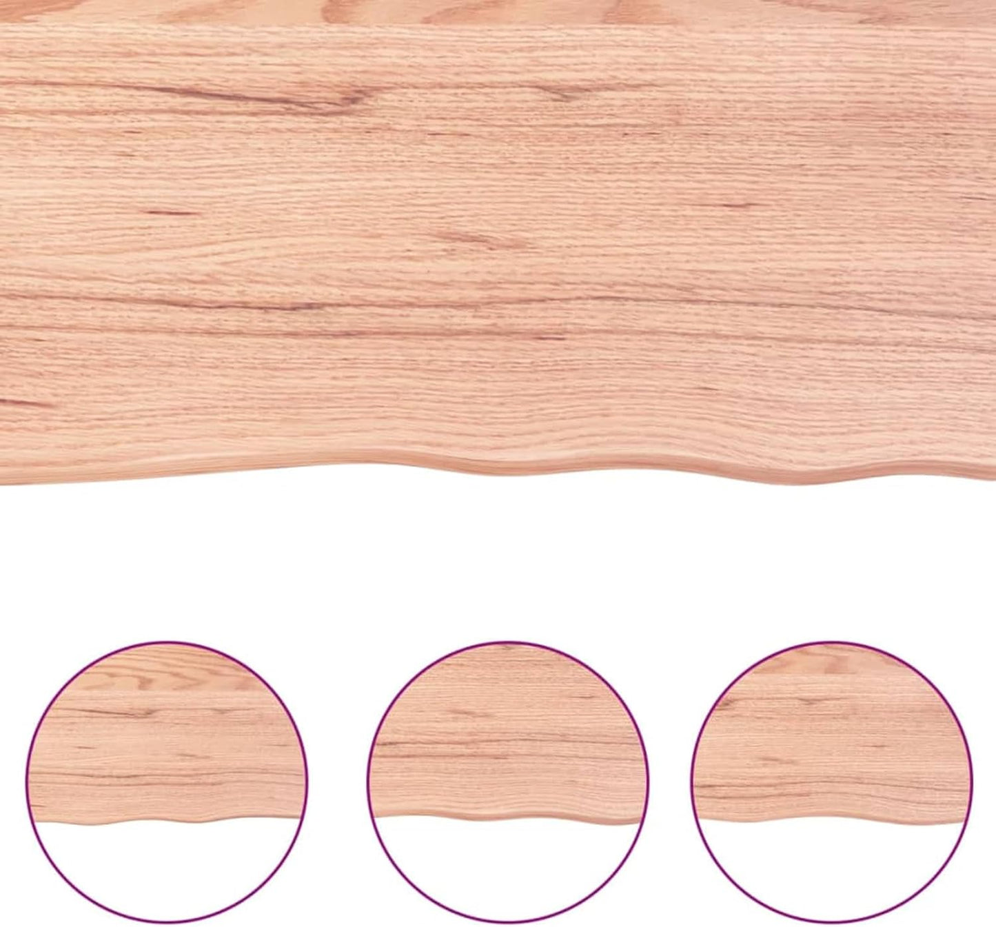 Light Brown Solid Oak Tabletop, 60 x 60 x 2 cm, Live Edge Design, Replacement for Kitchen Coffee Table, Dining Table, Desktop Surface, Durable and Stylish