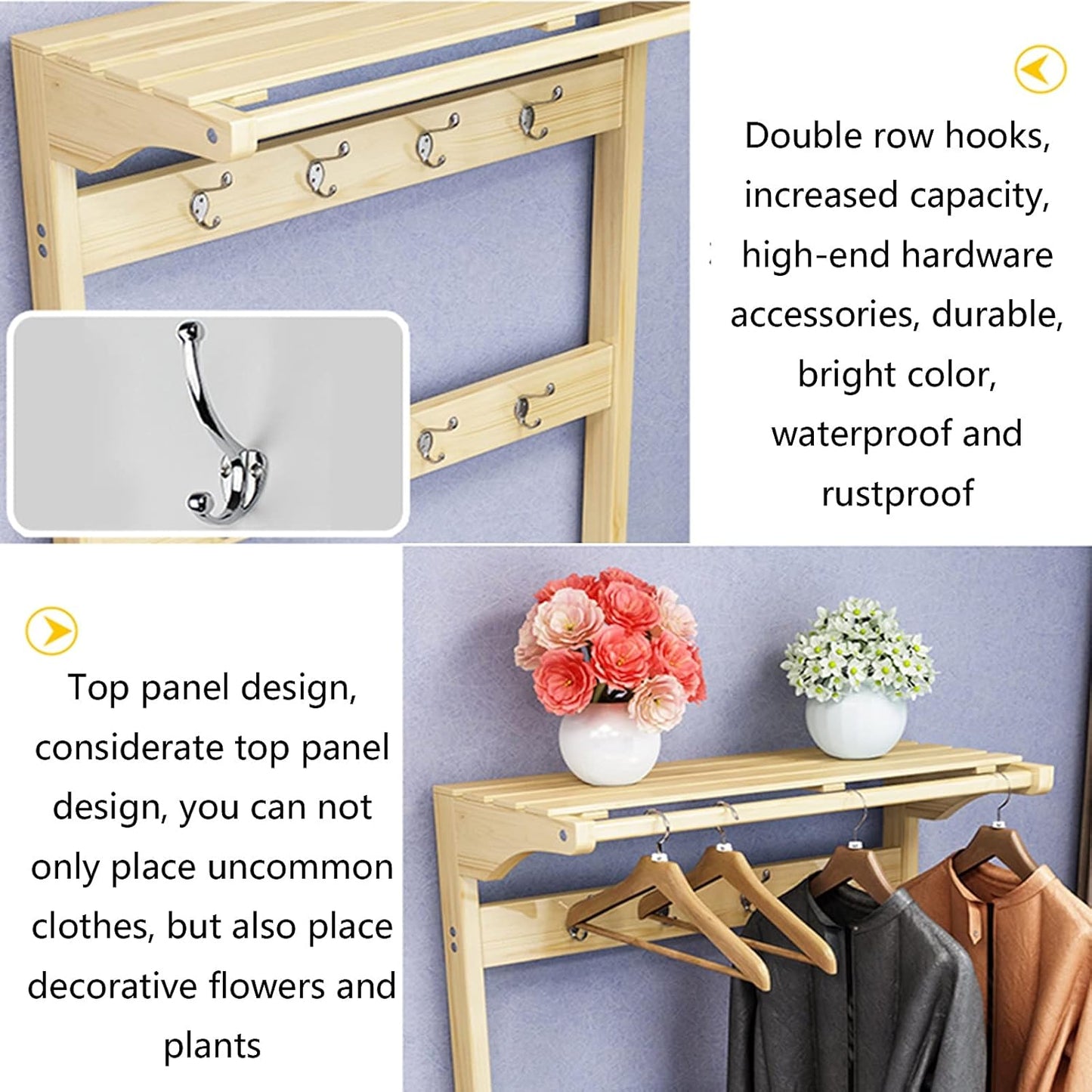 Generico Appendiabiti 3 in 1 - Organizzatore Indipendente per Vestiti e Scarpe per corridoio, Ingresso, Camera da Letto - Soluzione Portatile per riporre Abiti e Cappelli - Mobili Eleganti per la CAS