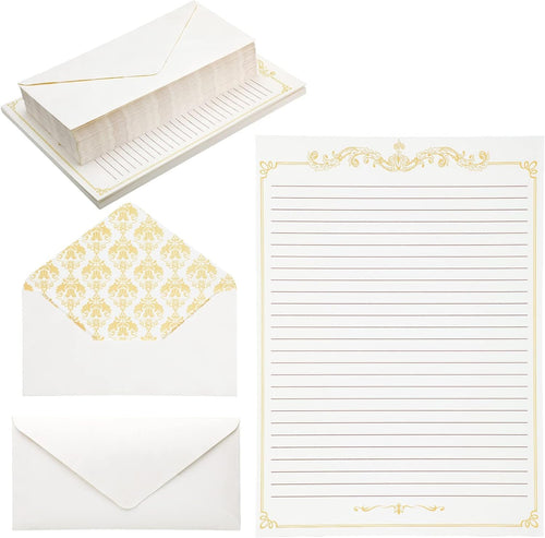 Eersida 150 Sheets Vintage Stationery Paper and Envelopes Letter Set Includes 100 Vintage Letter Writing Paper and 50 Envelope for Office Library(7.25 x 10.2 Inch,Lined Style)