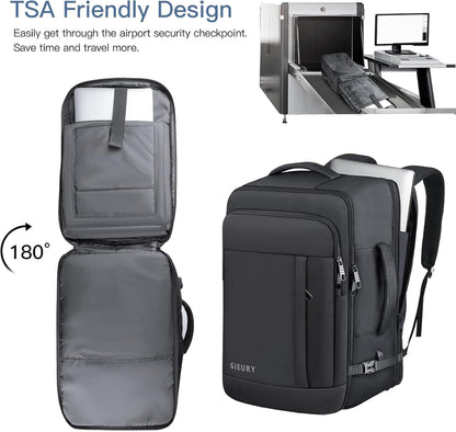Carry On Backpack, 55L Extra Large Travel Backpack for Men & Women, Expandable Big Capacity For Airplanes, Travel Gifts for Men Women, Fits 18.4 Inch Laptop, Luggage Suitcase Daypack Bag, Black