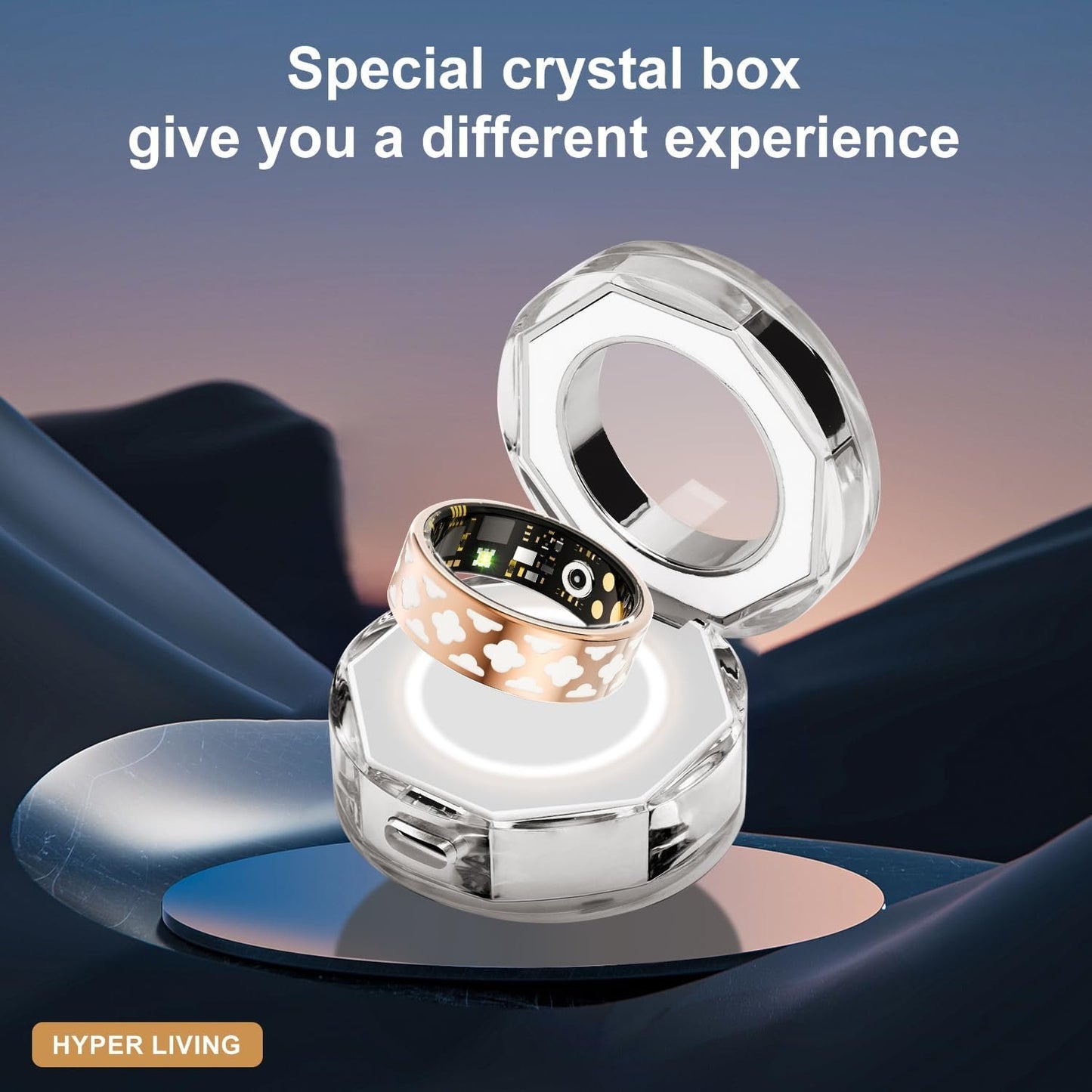 Smart Ring Sports Ring Sleep Tracker Fitness Tracker Ring Charging Box Android/iPhone Compatible Smart Ring IP68 Waterproof (8#)