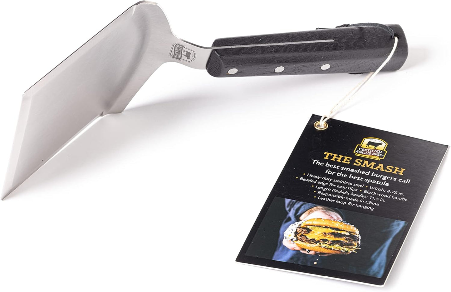 Certified Angus Beef The Smash - Big Smash Burger Spatula Heavy Duty Stainless Steel Burger Smasher Tool for Griddle Accessories, Kitchen Gadgets, and Grill Accessories