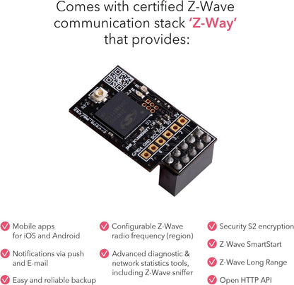 RaZberry 7 Pro - Z-Wave Plug-On Module for Raspberry Pi (US frequency), Great for DIY Smart Home. Compatible with Z-Way and Home Assistant