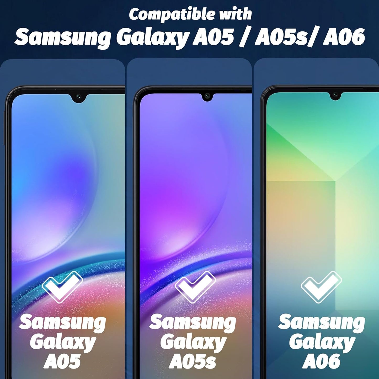 Orzero (3 Pack) Compatible for Samsung Galaxy A06, A05, A05s Tempered Glass Screen Protector, 2.5D Arc Edges, 9H Hardness, High Definition, Bubble-Free