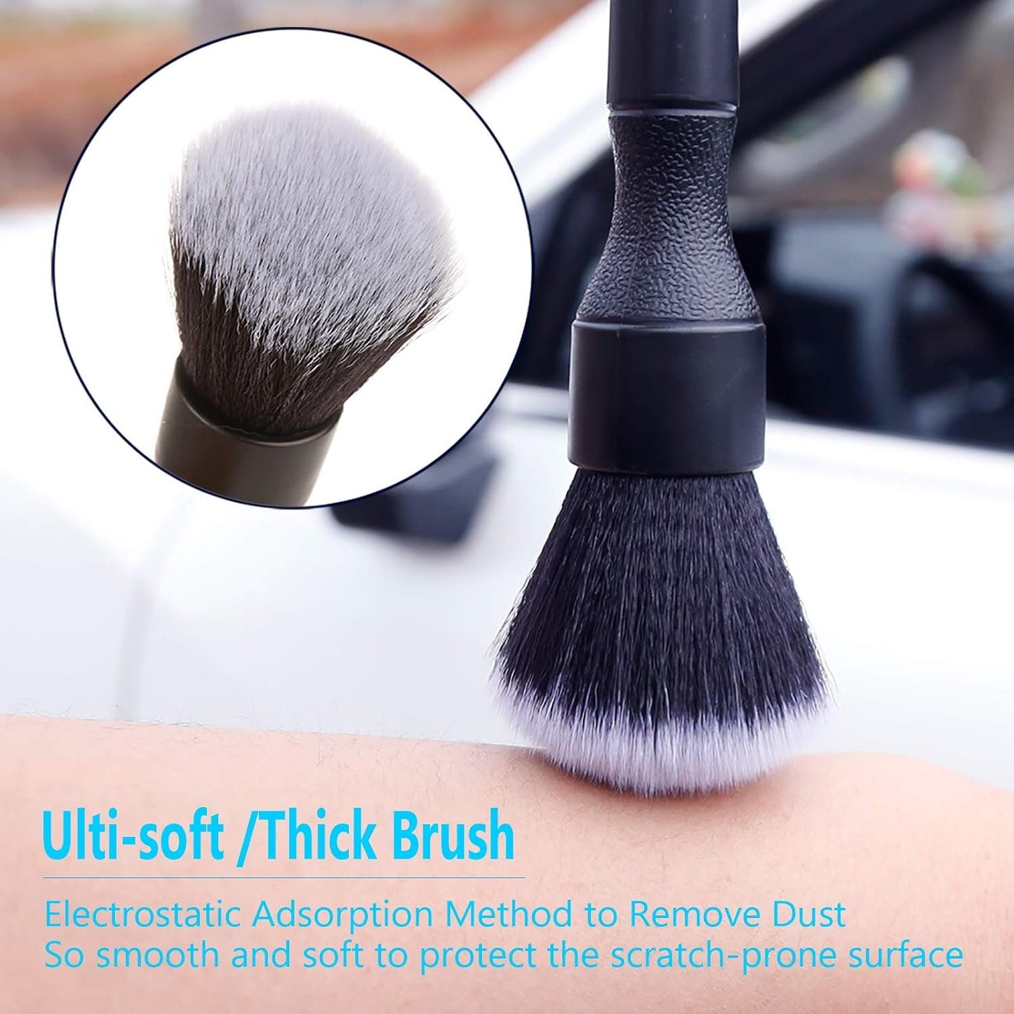 AntBooBoo 3 Pack Ultra-Soft Detailing Brush Set, Comfortable Grip and Scratch-Free Cleaning for Exterior, Interior Panels, Emblems, Badges, Gauge Cluster, Infotainment Screen