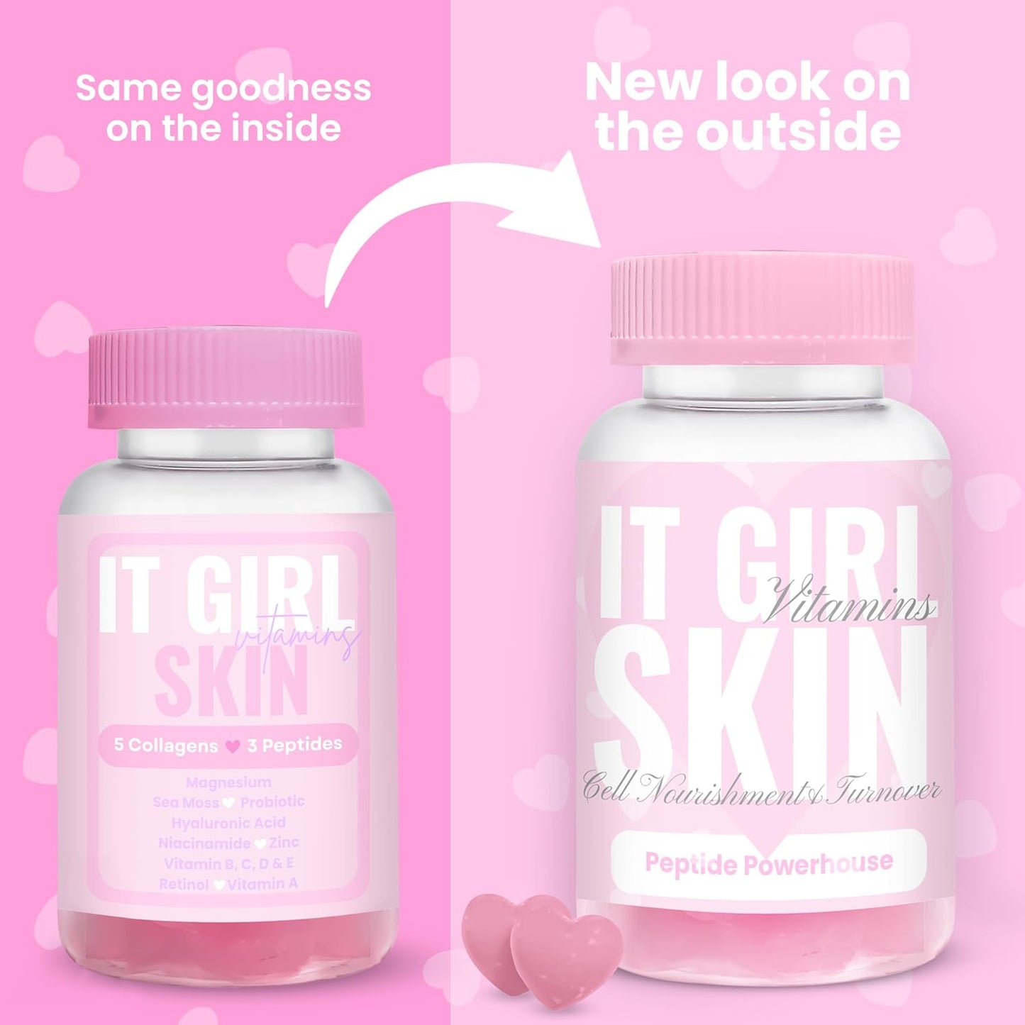Glowing Skin Collagen Gummy, Hydrated, Youthful Skin, Hyaluronic Acid, Peptides, Retinol, Sea Moss, Vitamins & Antioxidants for Anti-Aging, Acne, Skincare, Beauty Gummies for Women, Organic & Vegan