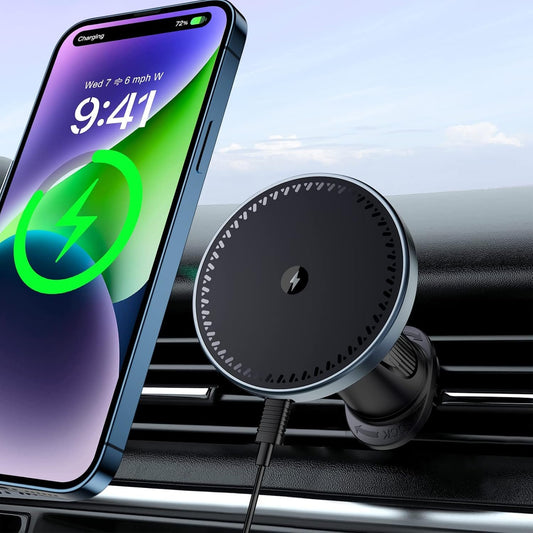 Beeasy Magnetic Wireless Car Charger, 15W, Car Wireless Charging, Car Phone Holder Compatible with Magsafe for iPhone 16/15/14/13/12 Series
