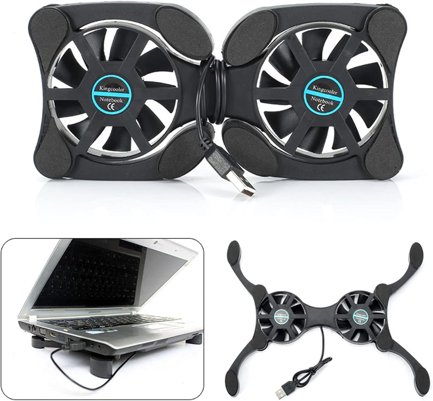 Laptop Cooling Pad, Octopus Folding Dual Fan Cooler, Computer Chill Mat No Noise, Portable Laptop Fan Stand Cooling