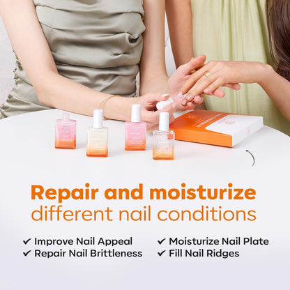 Modelones 15ml 8-in-One Nail Ridge Filler Strengthener Base Coat Nail Polish Repair Nail Growth Treatment for Thin and Damaged Nails, Crystal Clear