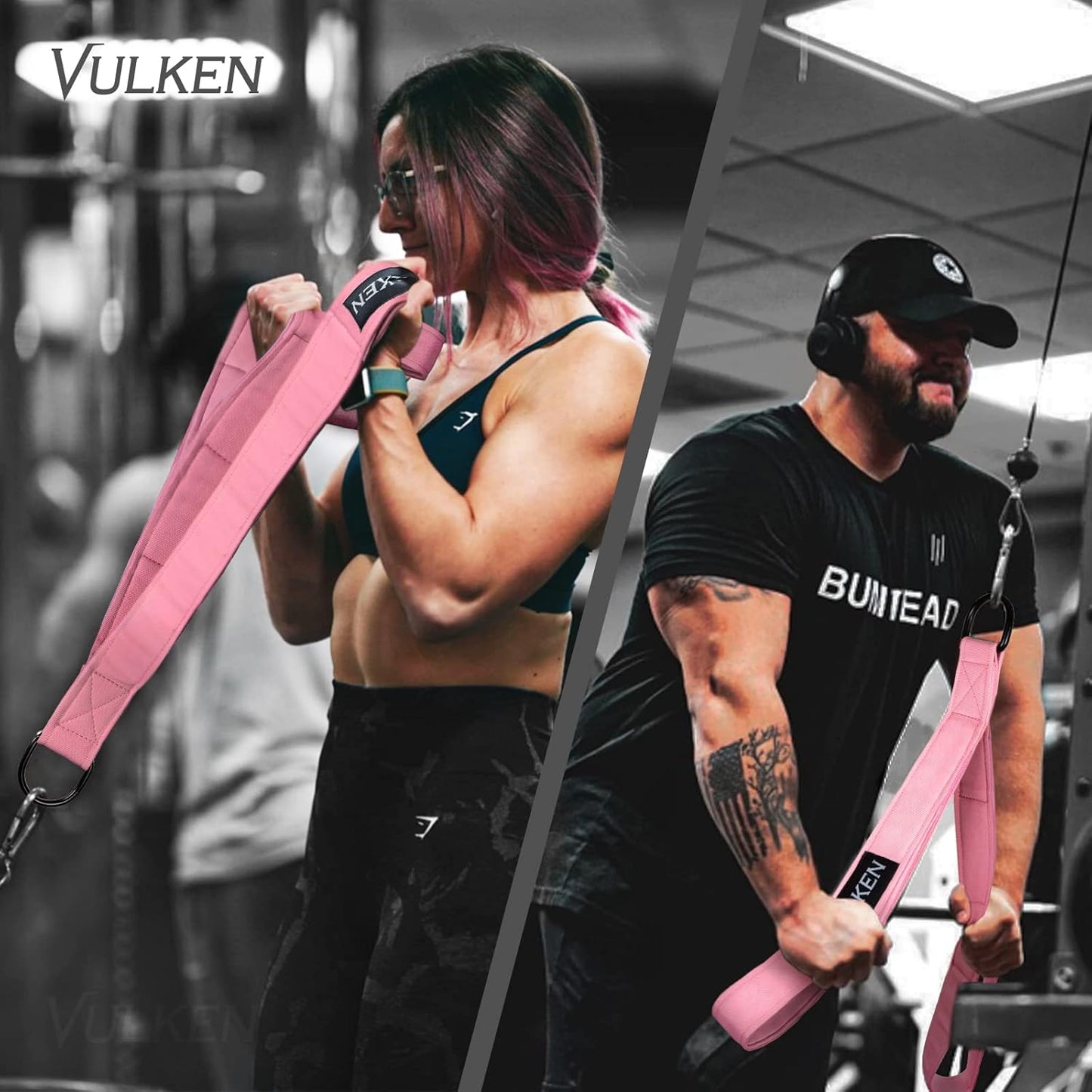 Vulken Tricep Rope Cable Attachment. 24 Inch & 17 Inch Two Lengths Built in One Pull Down Rope