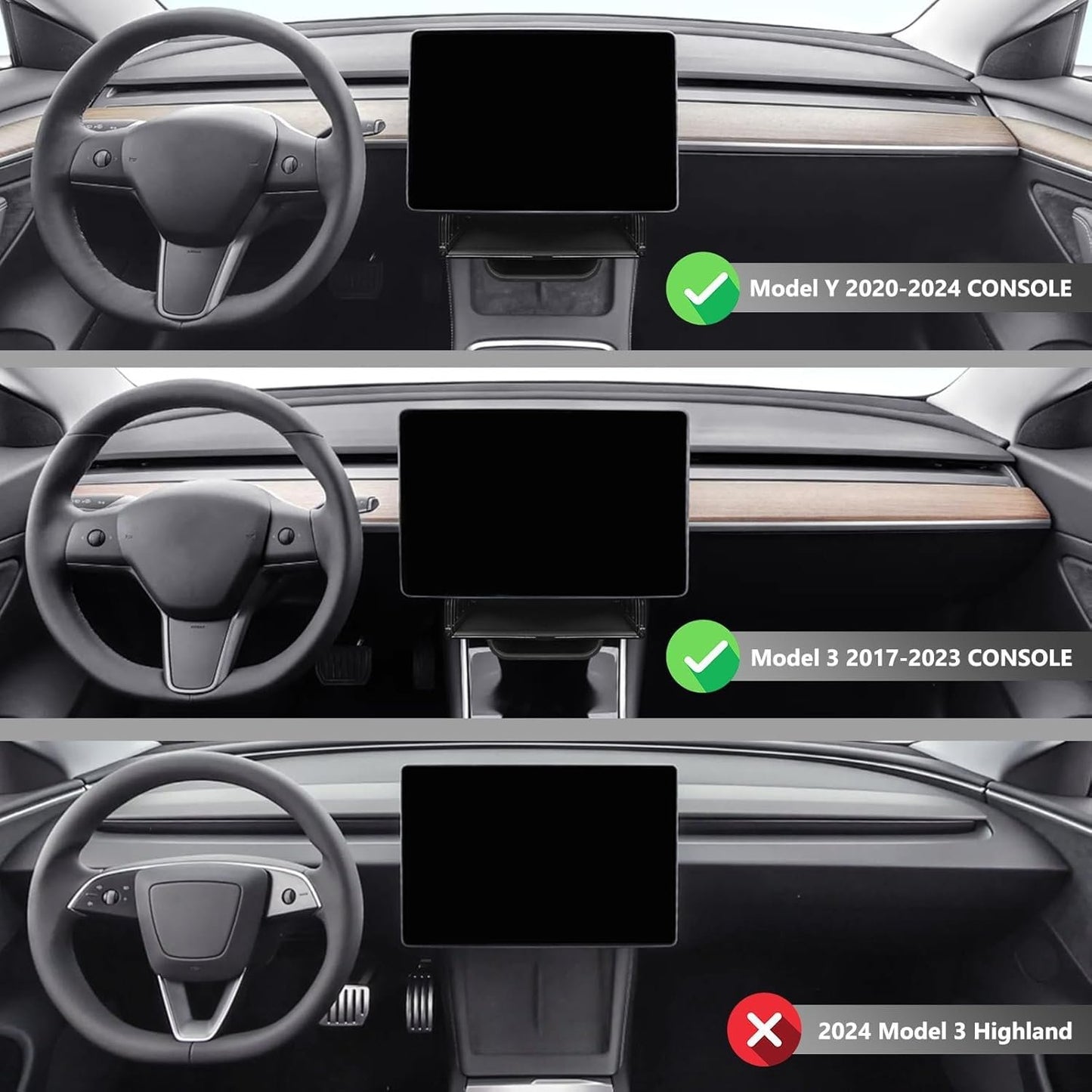 Car Center Console Organizer for Tesla Model 3 Model Y, Magnetic Tray Under Screen Storage Box Dashboard Holder for Tesla Interior Accessories