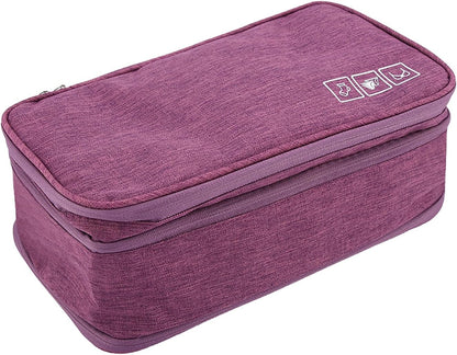 Travel Underwear Organizer, Portable Travel Storage Organizer Waterproof for Cosmetics, Toiletries, Hotel, Home, Bathroom, Airplane (Purple)