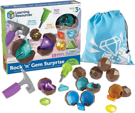 Learning Resources Rockin' Gem Surprise, Sorting, Matching, Counting Skills and Early STEM, 19 Pieces, Ages 3+