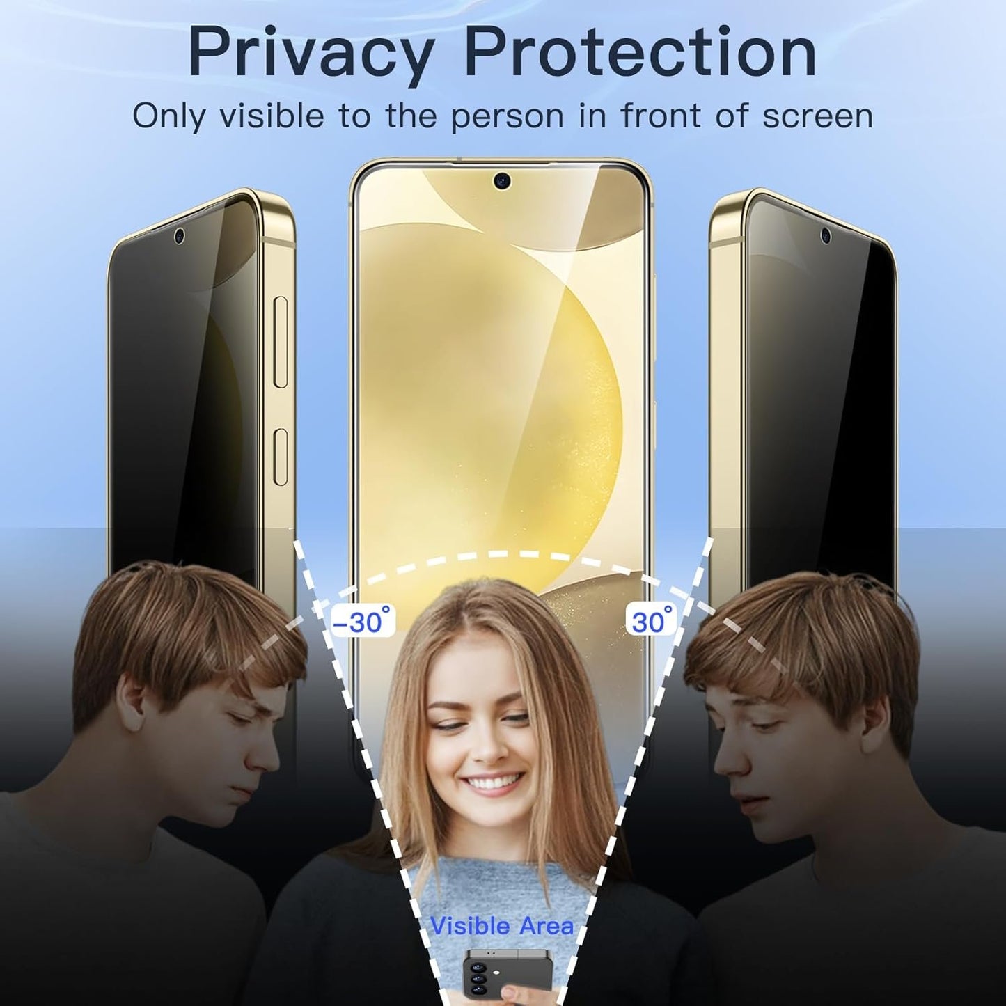 JETech Privacy Screen Protector for Samsung Galaxy S24 5G 6.2-Inch with Camera Lens Protector, NOT FOR S24 FE/S24 Plus/S24 Ultra, Anti-Spy Tempered Glass Film, Fingerprint ID Compatible, 2-Pack Each