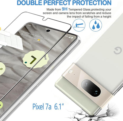 [3+3 Pack] Glass Screen Protector for Google Pixel 7a, 9H Tempered Glass, Ultrasonic Fingerprint Compatible, HD Clear Case Friendly for Google Pixel 7a 5G Glass Screen Protector