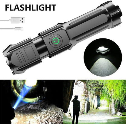 TooToo 990000LM Torch CREE Led Flashlight USB Rechargeable Tactical Camp Zoomable Lamp