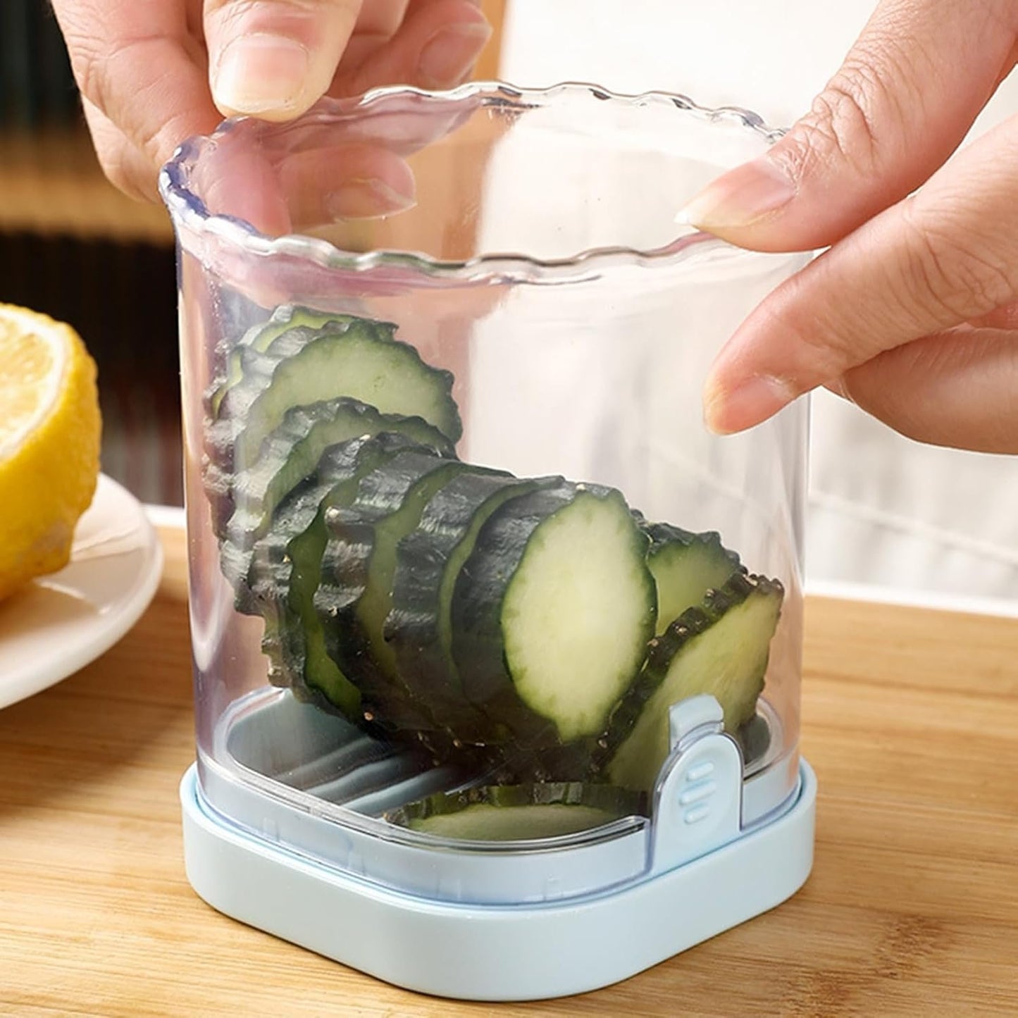 fxwtich Vegetable Slicer Fruit Cutter Dicer Easy Meal Prep Tool Time Energy Saver Multipurpose Green Kitchen Gadget Salad Chopper Light Blue