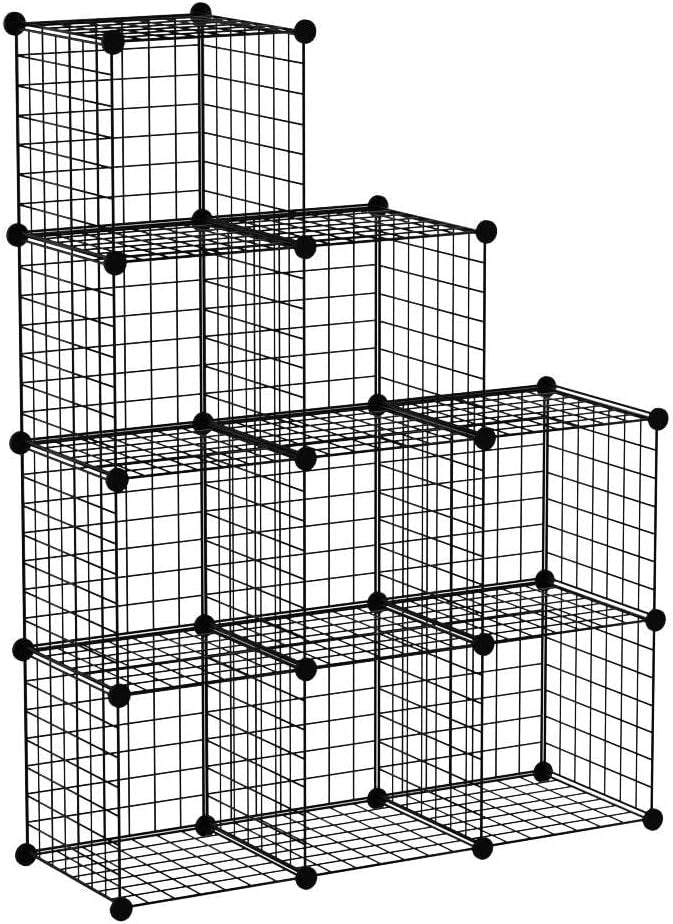 C&AHOME Wire Cube Storage, 9-Cube Storage Organizer, Metal Stackable Storage Bins, Modular Bookshelf, DIY Closet Cabinet Ideal for LivingRoom Bedroom, Home, Office 36.6”L x 12.4”W x 48.4”H Black