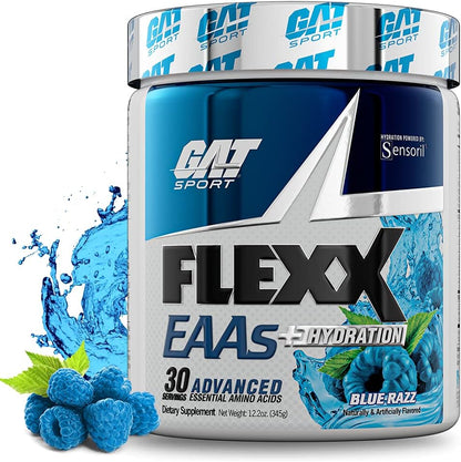 GAT Sport Flexx EAAs + Hydration, Essential Amino Acids with BCAAs, Blue Razz, 30 Servings