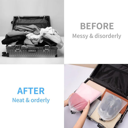 Set of 6 Shoe Bag, Transparent Drawstring Backpack Travel Organizer, Clear Large Portable Storage Pouch Set, Waterproof Dustproof Design, Ideal for Women, Teens, Suitcase, Trains