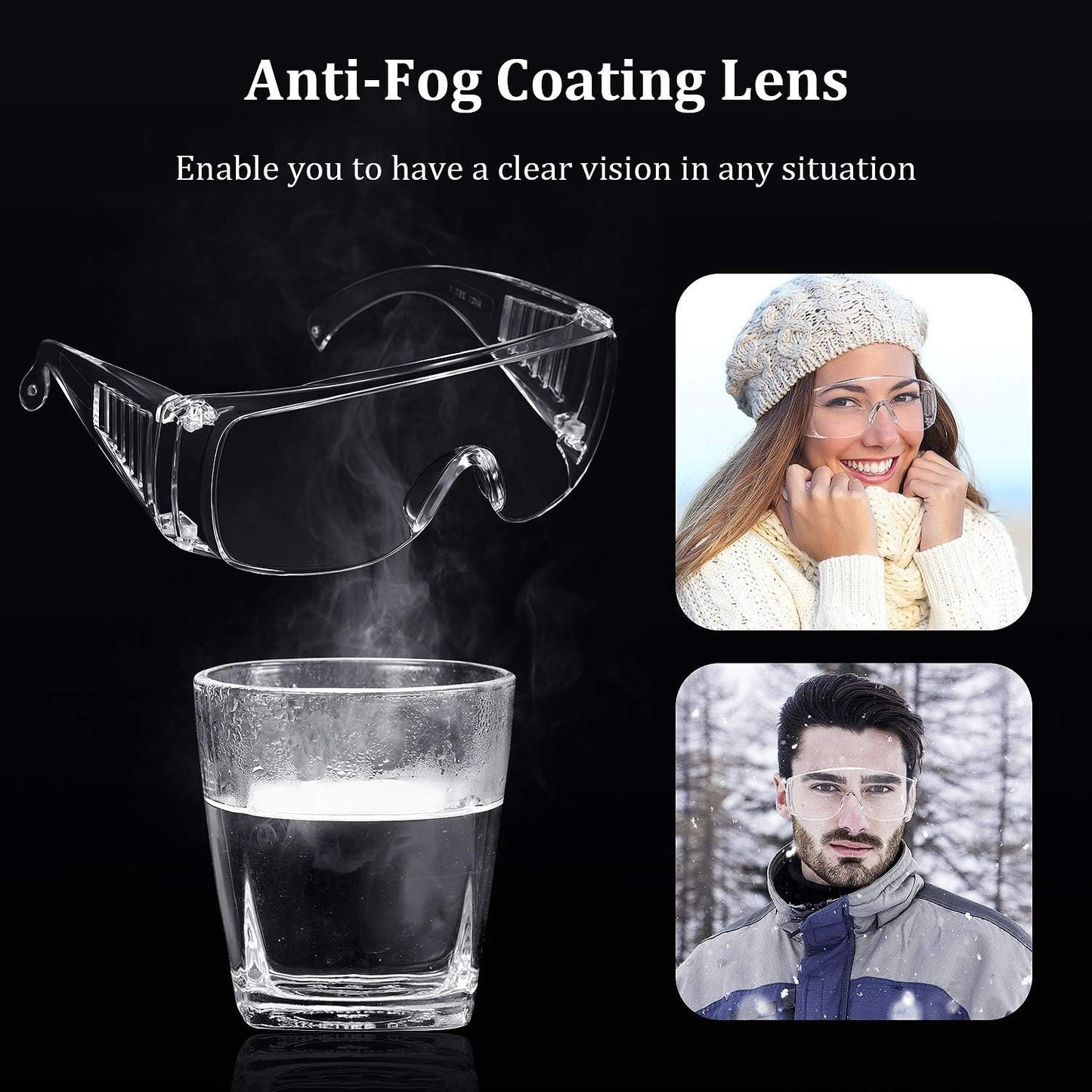 6 Pairs Clear Safety Glasses Over Eyeglasses Goggles Clear Glasses Anti- Fog/ Scratch Eye Protection Polycarbonate Protective Eyewear Safety Goggles For Shooting, Lab, Outdoor, Workplaces