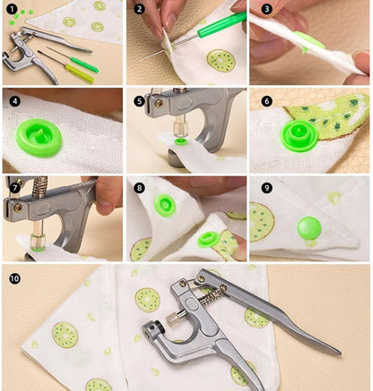 AIMALL KAM Snap Press Pliers Hand Tool FSTNR T3 T5 T8 with Ergonomic Handle, Awl, and Snap Fastener Kit for DIY Crafts