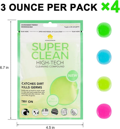FiveJoy Car Cleaning Gels, 4-Pack Universal Auto Detailing Tools Car Interior Cleaner Putty, Dust Cleaning Mud for PC Tablet Laptop Keyboard, Camera, Printers, Calculator - 320g (2.8oz/pcs)