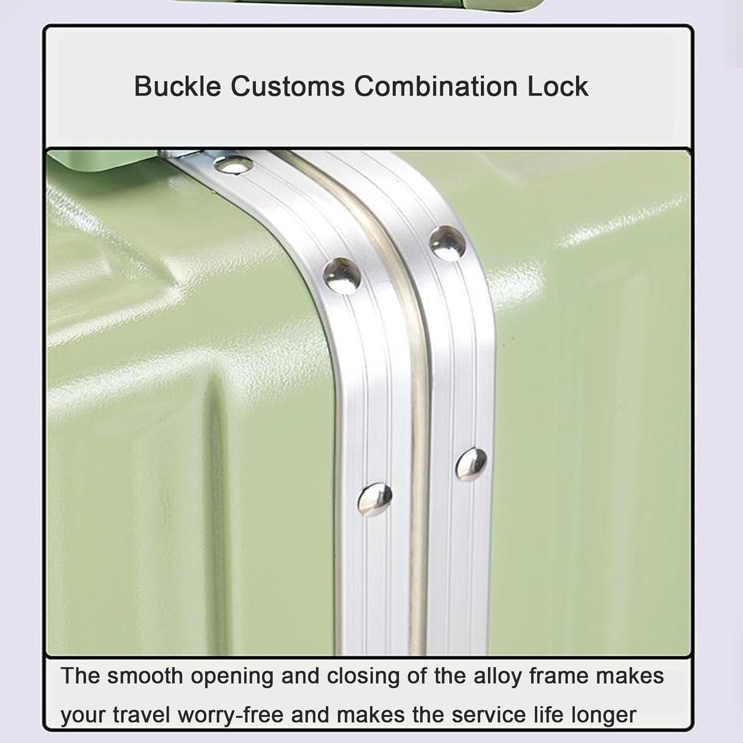 SUCADA Bagaglio a mano con porta di ricarica USB, lucchetto a combinazione TSA, valigia con telaio in alluminio (green 20 inches)